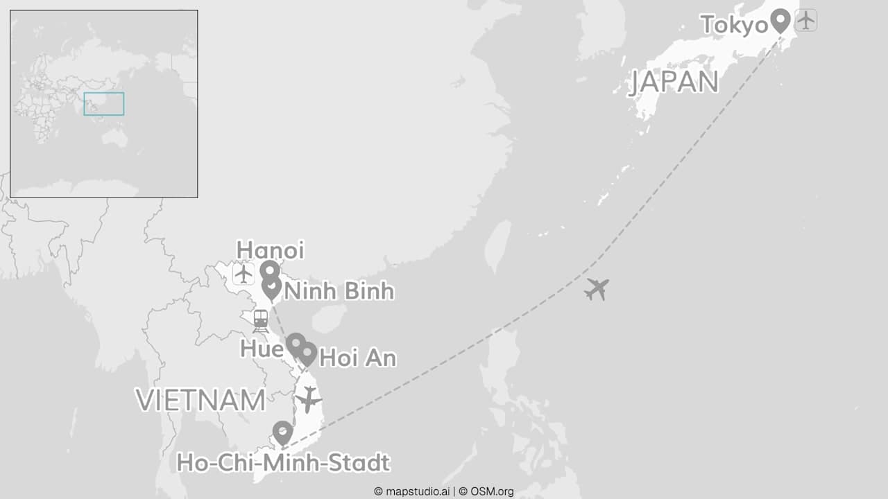 2 for 1 Vietnam: Von Hanoi bis Ho-Chi-Minh-Stadt & Tokyo