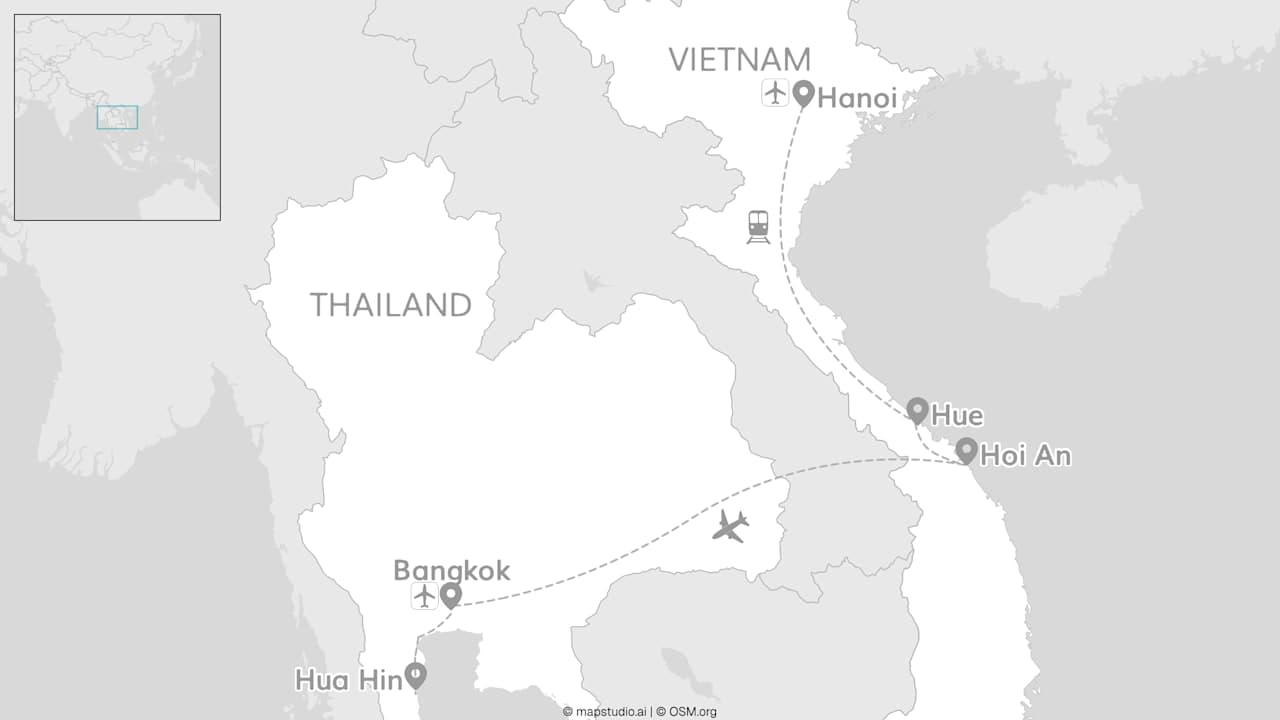 2 for 1 Vietnam: Von Hanoi über Hoi An bis Bangkok & Hua Hin